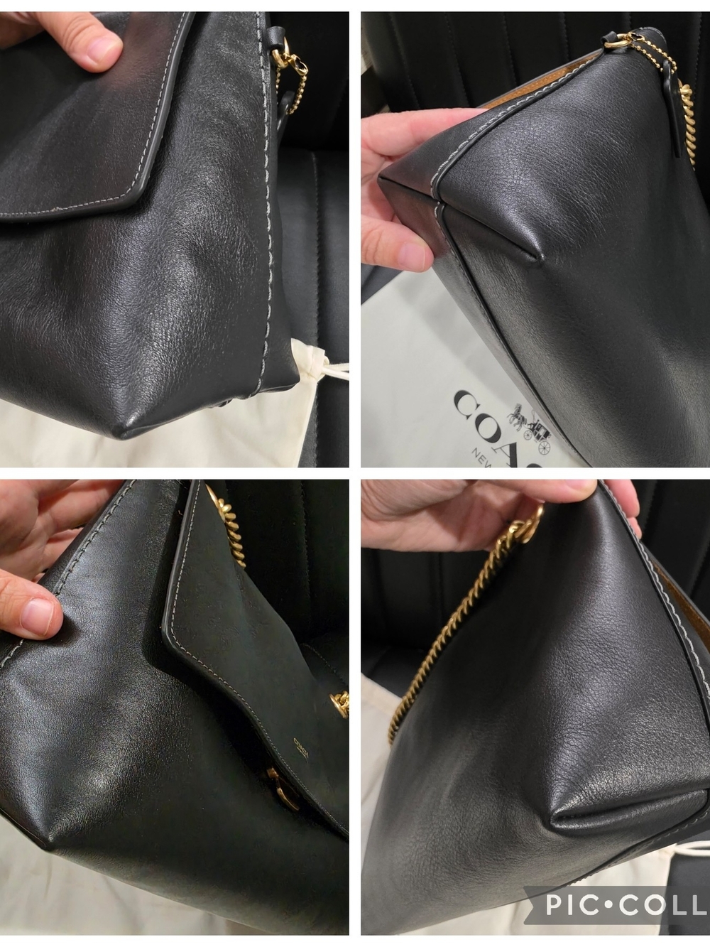 COACH Black Leather Chain-Handle Shoulder Bag - Picture 7 of 10